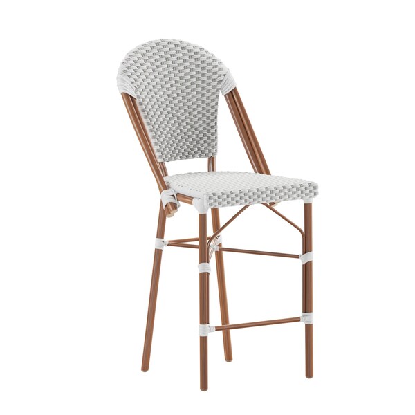 Flash Furniture Lourdes Stackable IndoorOutdoor French Bistro 26 High Counter Height Stool, WhiteGray and Bamboo - SDA-AD642001-F-CS-WHGY-NAT-GG