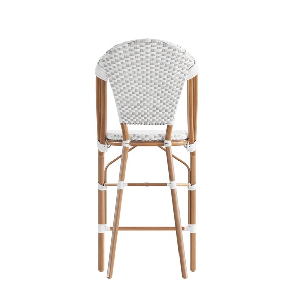 Flash Furniture Lourdes Stackable IndoorOutdoor French Bistro 26 High Counter Height Stool, WhiteGray and Bamboo - SDA-AD642001-F-CS-WHGY-NAT-GG