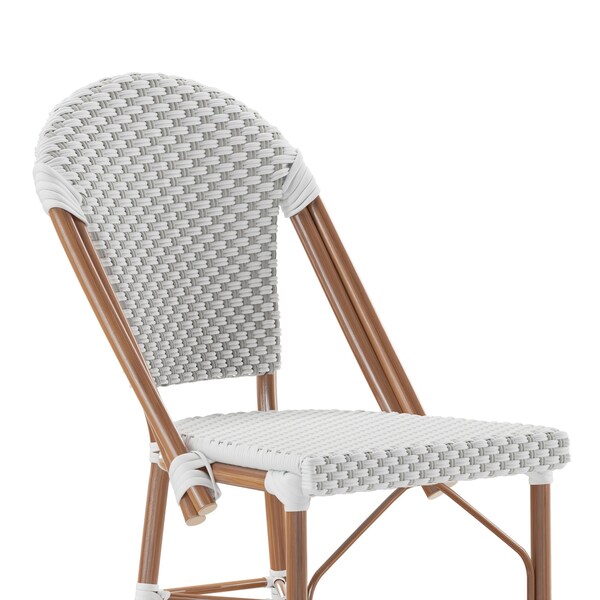 Flash Furniture Lourdes Stackable IndoorOutdoor French Bistro 26 High Counter Height Stool, WhiteGray and Bamboo - SDA-AD642001-F-CS-WHGY-NAT-GG