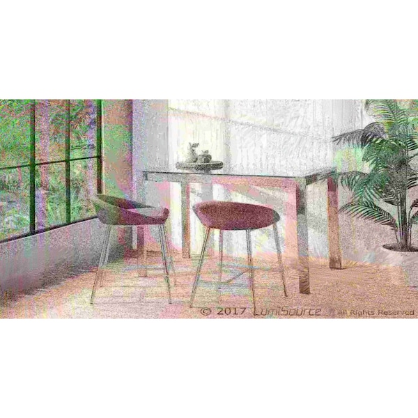 Lumisource Matisse Counter Stool with Chrome Frame and Grey Fabric, PK 2 - B26-MATSE GY2