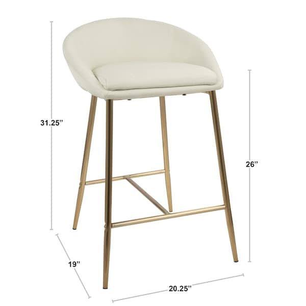 Lumisource Matisse Counter Stool with Chrome Frame and Grey Fabric, PK 2 - B26-MATSE GY2