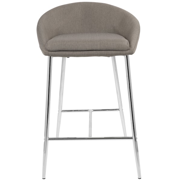 Lumisource Matisse Counter Stool with Chrome Frame and Grey Fabric, PK 2 - B26-MATSE GY2