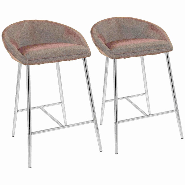 Lumisource Matisse Counter Stool with Chrome Frame and Grey Fabric, PK 2 - B26-MATSE GY2