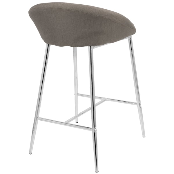 Lumisource Matisse Counter Stool with Chrome Frame and Grey Fabric, PK 2 - B26-MATSE GY2
