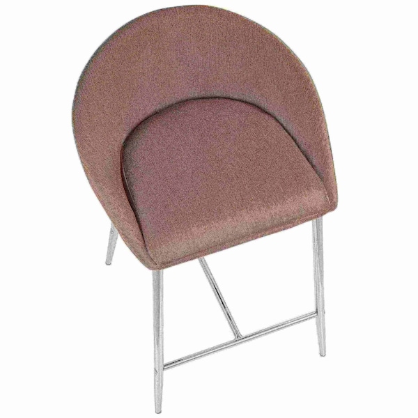 Lumisource Matisse Counter Stool with Chrome Frame and Grey Fabric, PK 2 - B26-MATSE GY2