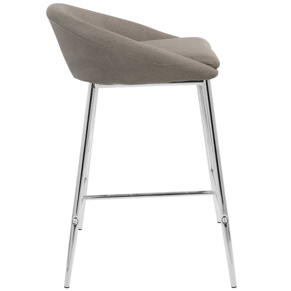 Lumisource Matisse Counter Stool with Chrome Frame and Grey Fabric, PK 2 - B26-MATSE GY2