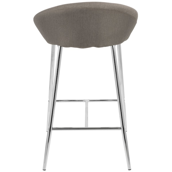 Lumisource Matisse Counter Stool with Chrome Frame and Grey Fabric, PK 2 - B26-MATSE GY2