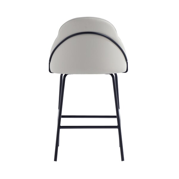 Manhattan Comfort Gracie Counter Stool  in Stone and Black - Set of 3 - 3-CS019-BST
