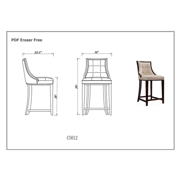 Manhattan Comfort Fifth Ave Counter Stool in Cream and Dark Walnut - CS012-CR