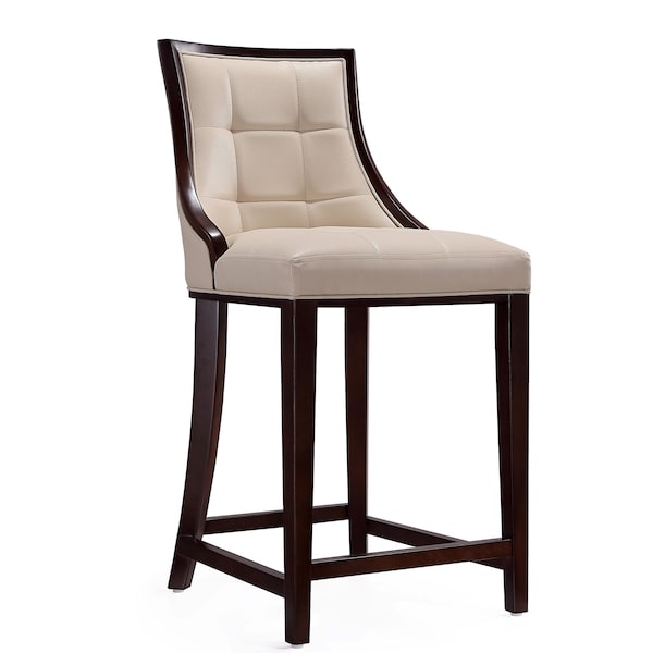 Manhattan Comfort Fifth Ave Counter Stool in Cream and Dark Walnut - CS012-CR