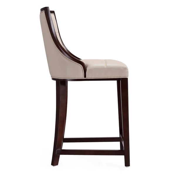 Manhattan Comfort Fifth Ave Counter Stool in Cream and Dark Walnut - CS012-CR