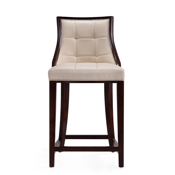 Manhattan Comfort Fifth Ave Counter Stool in Cream and Dark Walnut - CS012-CR