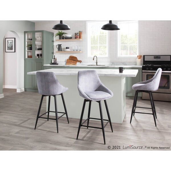 Lumisource Diana Counter Stool - Set of 2 PR - B26-DIANACOR 55SWVX BKGY2