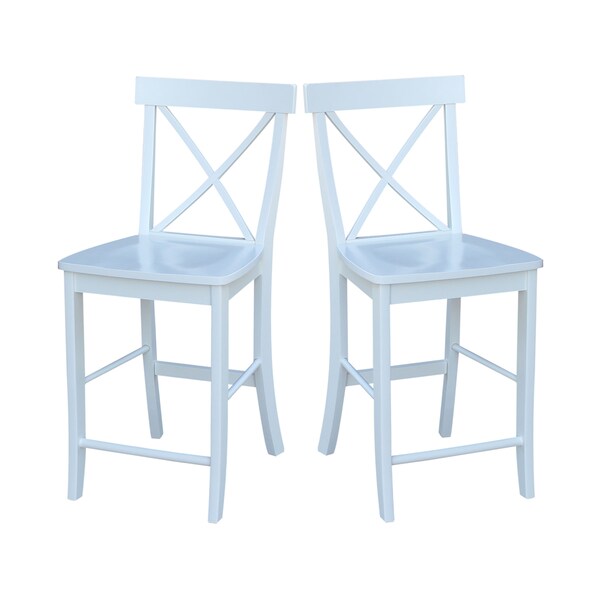 International Concepts X-Back Counter Height Stool, 24" Seat Height, White - S08-6132