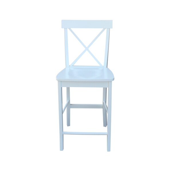 International Concepts X-Back Counter Height Stool, 24" Seat Height, White - S08-6132