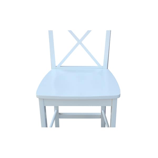 International Concepts X-Back Counter Height Stool, 24" Seat Height, White - S08-6132