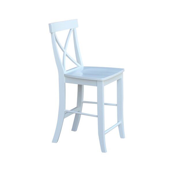 International Concepts X-Back Counter Height Stool, 24" Seat Height, White - S08-6132