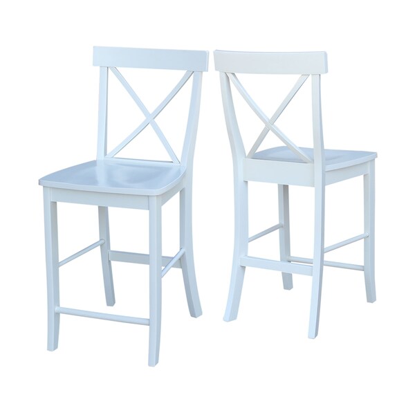 International Concepts X-Back Counter Height Stool, 24" Seat Height, White - S08-6132