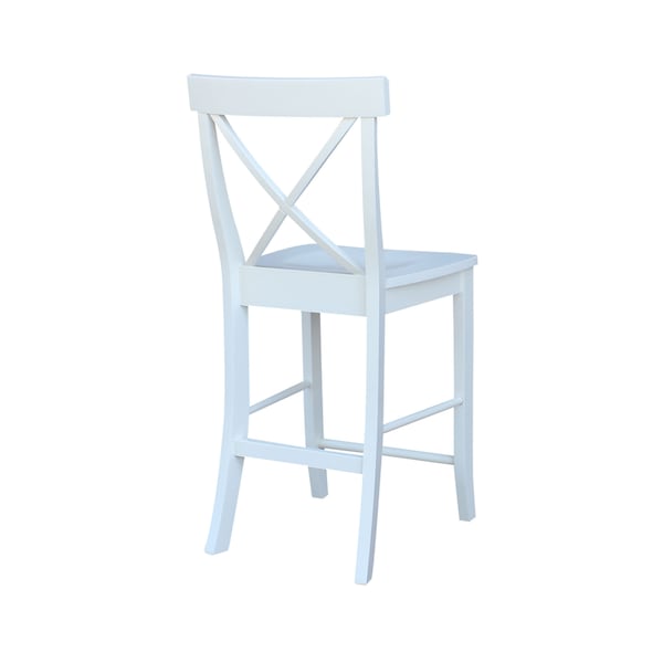 International Concepts X-Back Counter Height Stool, 24" Seat Height, White - S08-6132