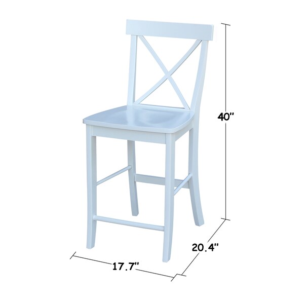 International Concepts X-Back Counter Height Stool, 24" Seat Height, White - S08-6132