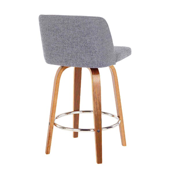 Lumisource Toriano Counter Stool in Walnut and Grey Fabric, PK 2 - B26-TRNO2R WLGY2