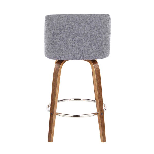 Lumisource Toriano Counter Stool in Walnut and Grey Fabric, PK 2 - B26-TRNO2R WLGY2