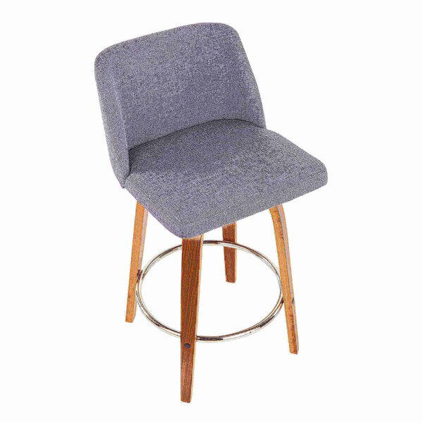 Lumisource Toriano Counter Stool in Walnut and Grey Fabric, PK 2 - B26-TRNO2R WLGY2