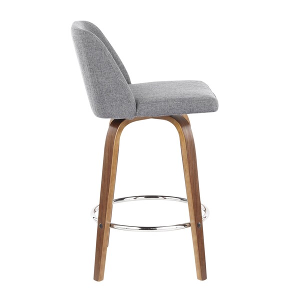Lumisource Toriano Counter Stool in Walnut and Grey Fabric, PK 2 - B26-TRNO2R WLGY2