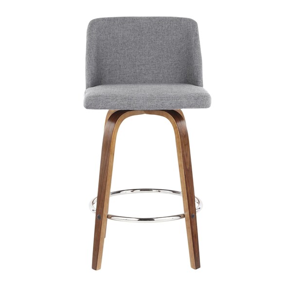 Lumisource Toriano Counter Stool in Walnut and Grey Fabric, PK 2 - B26-TRNO2R WLGY2