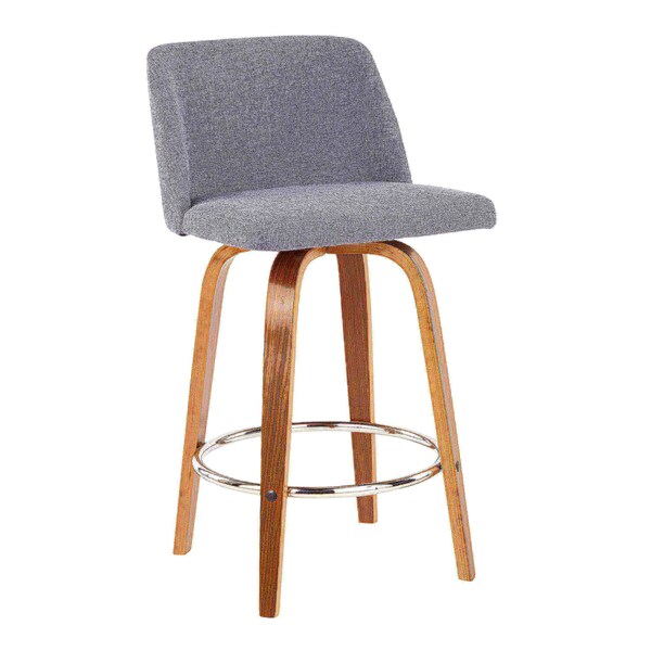 Lumisource Toriano Counter Stool in Walnut and Grey Fabric, PK 2 - B26-TRNO2R WLGY2