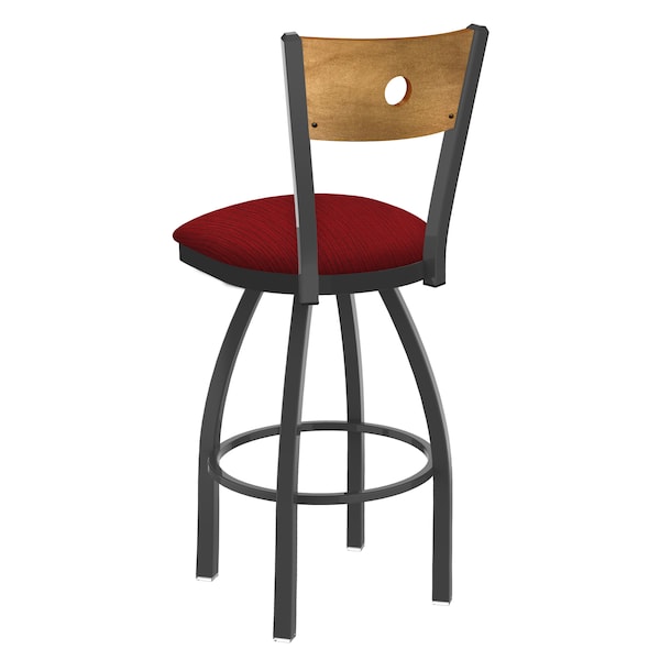 Holland Bar Stool Co 25" Swivel Counter Stool, Pewter Finish, Med Back, Graph Ruby Seat - 83025PWMEDMPLB016