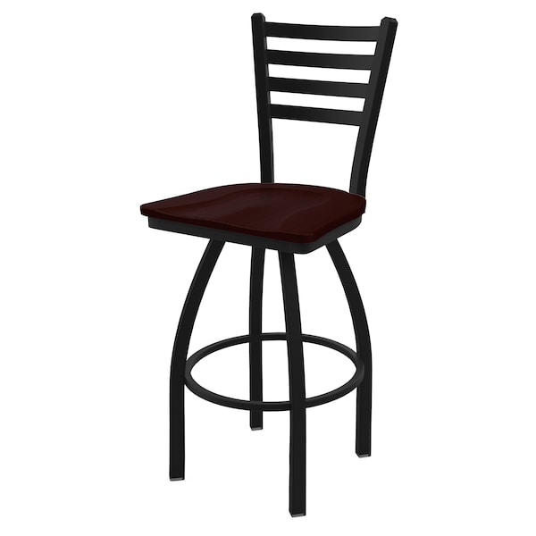 Holland Bar Stool Co 25" Swivel Counter Stool, Black Wrinkle, Dark Cherry Oak Seat - 41025BWDCOAK