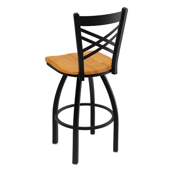 Holland Bar Stool Co 25" Swivel Counter Stool, Black Wrinkle, Med Oak Seat - 82025BWMEDOAK
