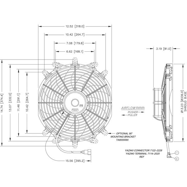 Maradyne Cooling Fan, Reversible, 12 in. dia., 12VDC - M122K