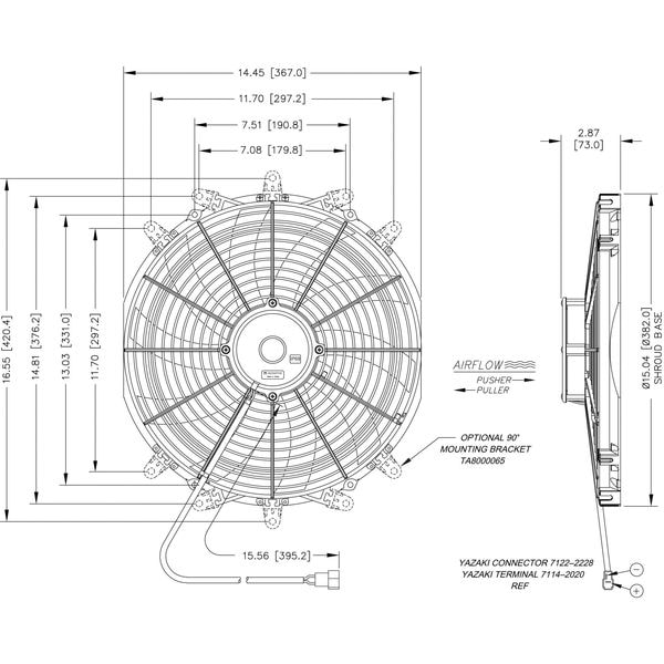 Maradyne Cooling Fan, 14 Inch, 12 VDC, 1555 CFM - M146K