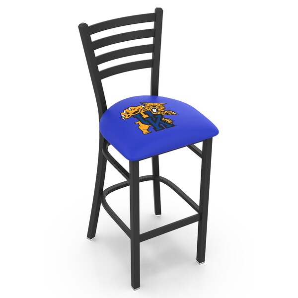 Holland Bar Stool Co 25" Blk Wrinkle Kentucky "Wildcat" Station Counter Stool, Ladder Back - L00425UKYCAT