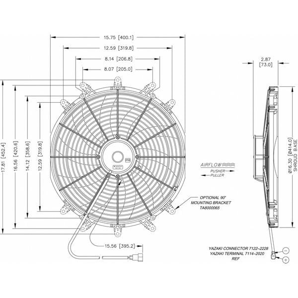Maradyne Cooling Fan, 16 Inch, 12 VDC, 1810 CFM - M166K