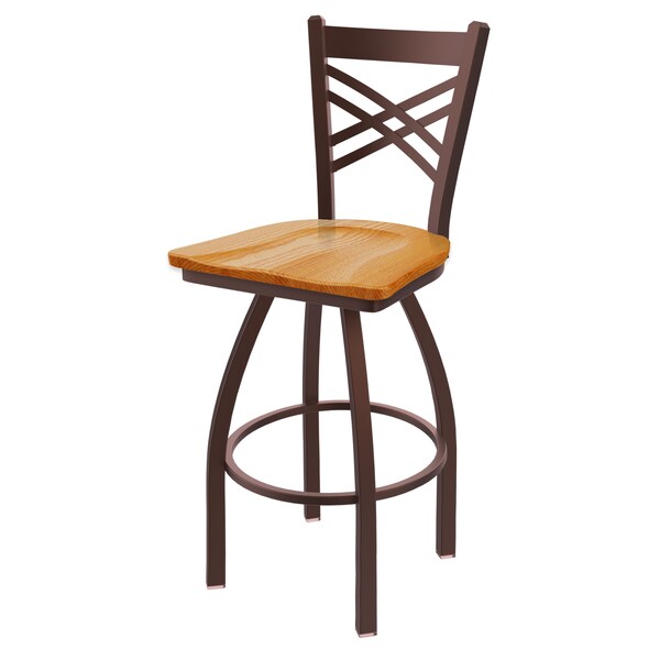 Holland Bar Stool Co 25" Swivel Counter Stool, Bronze Finish, Med Oak Seat - 82025BZMEDOAK