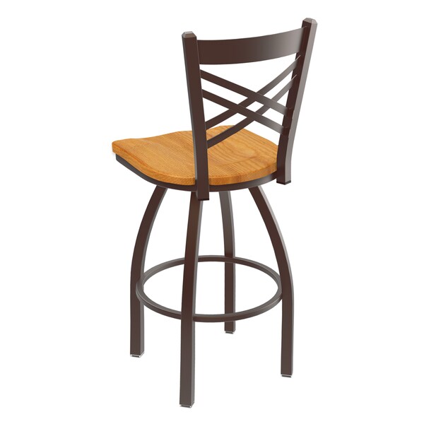 Holland Bar Stool Co 25" Swivel Counter Stool, Bronze Finish, Med Oak Seat - 82025BZMEDOAK