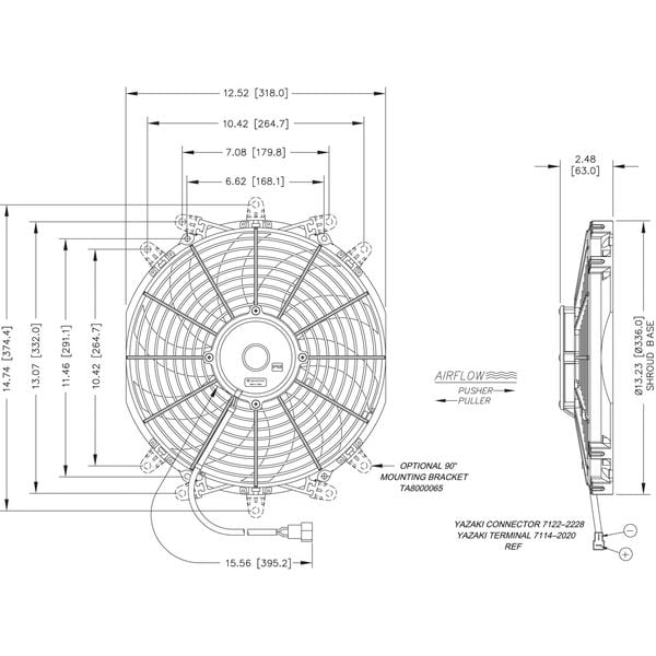 Maradyne Cooling Fan, 12 Inch, 12 VDC, 1155 CFM - M123K