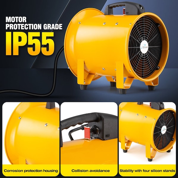 Iliving Utility 12 in. Blower Exhaust Warehouse Ventilator Floor Fan, 550-Watt, 3450RPM - ILG8VF12
