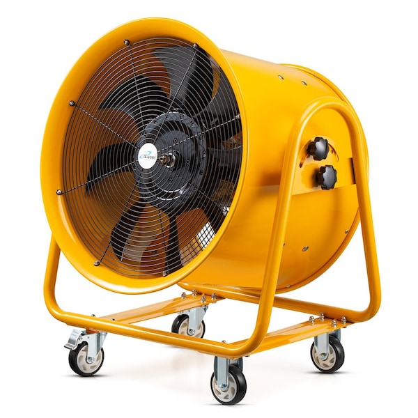 Iliving Yellow 24 in. Utility Blower Exhaust Warehouse Ventilator Floor Fan, 2000-Watt, 1720RPM - ILG8VF24