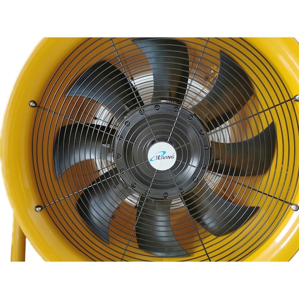 Iliving Yellow 24 in. Utility Blower Exhaust Warehouse Ventilator Floor Fan, 2000-Watt, 1720RPM - ILG8VF24