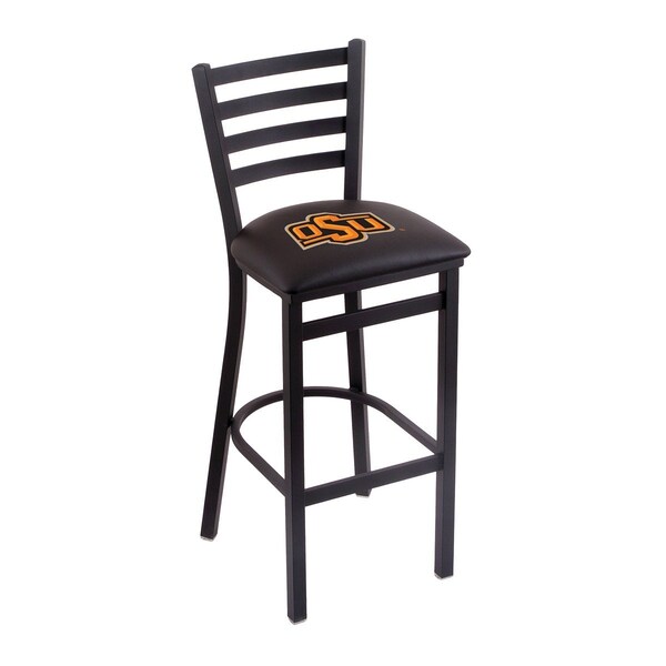 Holland Bar Stool Co 25" Blk Wrinkle Oklahoma State Stationary Counter Stool, Ladder Back - L00425OKSTUN
