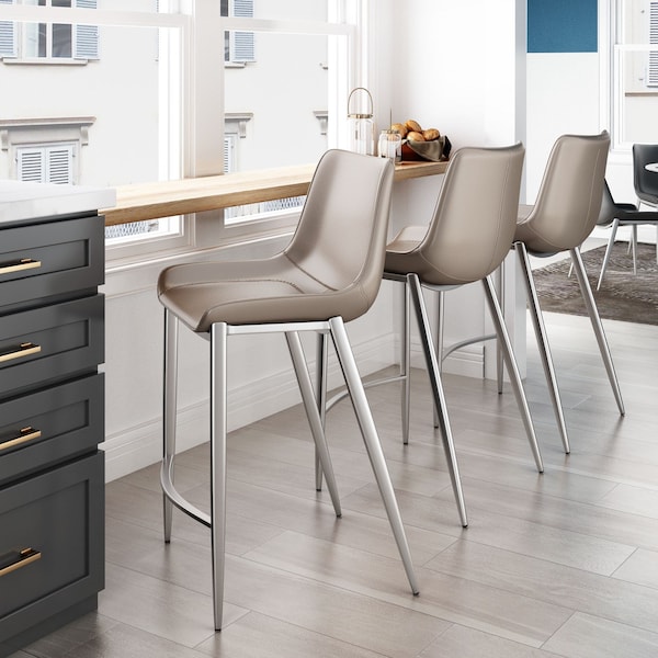 Zuo Modern Magnus Counter Stool Set Of 2 Brown & Silver - 102028