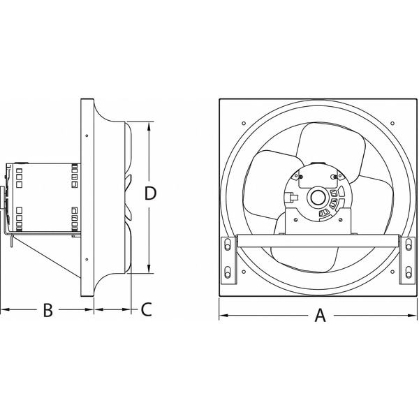 Dayton Exhaust Fan, 24 In, 208-230/460V - 10E048