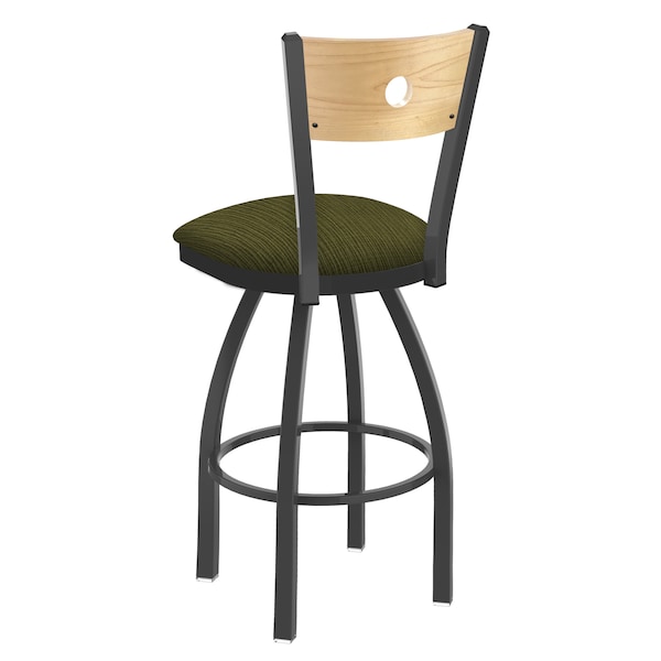 Holland Bar Stool Co 25" Swivel Counter Stool, Pewter Finish, Nat Back, Graph Parrot Seat - 83025PWNATMPLB015