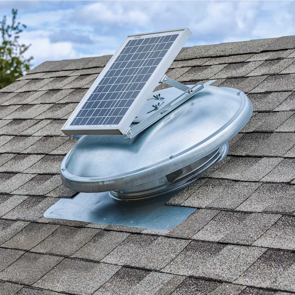 Gaf Master Flow Galvanized Steel 15 Watt Solar Powered Static Roof Vent Mount Attic Fan - ERVSOLAR