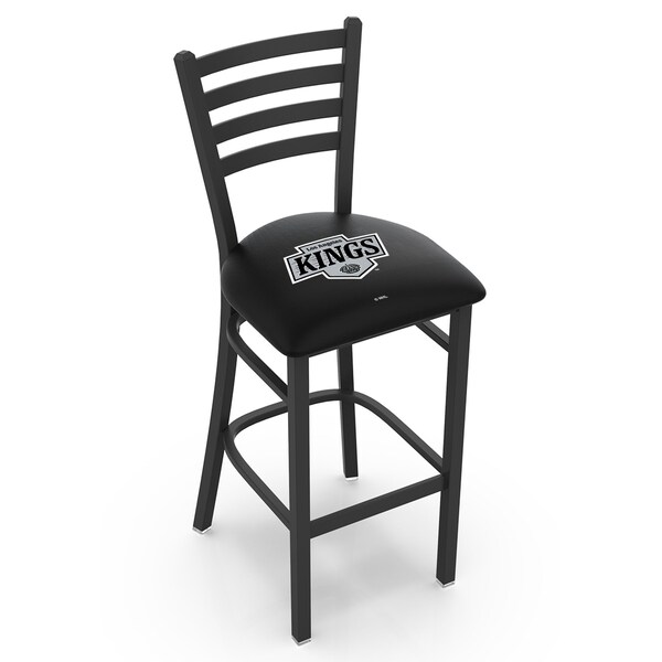 Holland Bar Stool Co 25" Blk Wrinkle Los Angeles Kings Stationary Counter Stool, Ladder Back - L00425LAKING