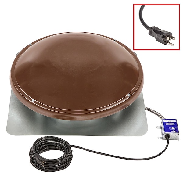 Gaf Master Flow 1050 CFM Brown Galvanized EZ Cool Plug-In Power Roof Mount Attic Fan - EZCR1BR
